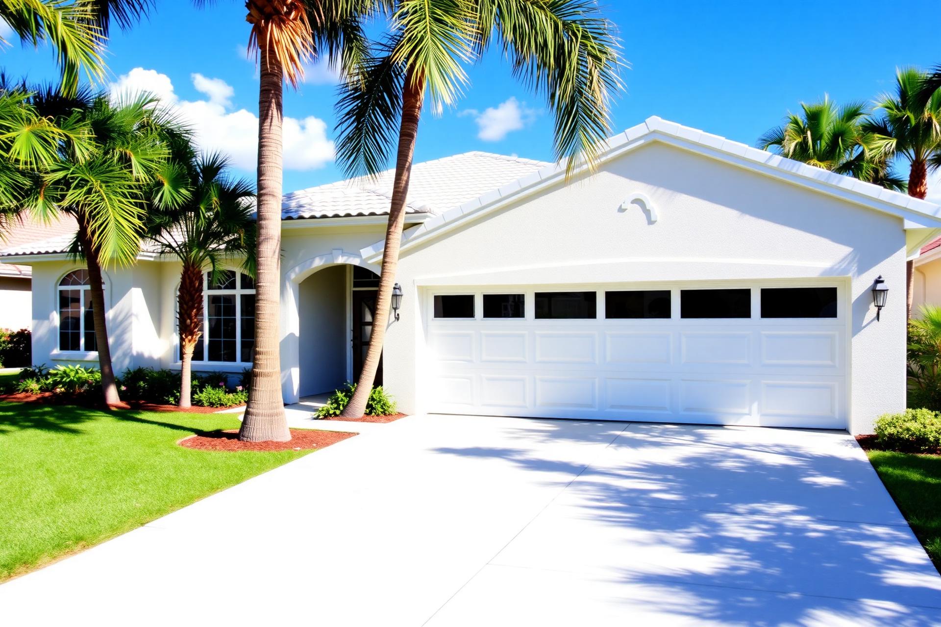 Cape Coral home with a clean white garage door